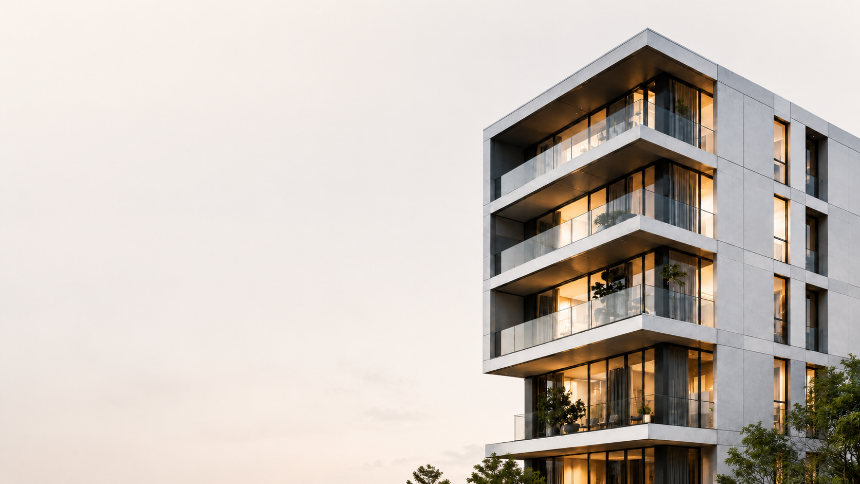 Edificio residencial moderno con balcones